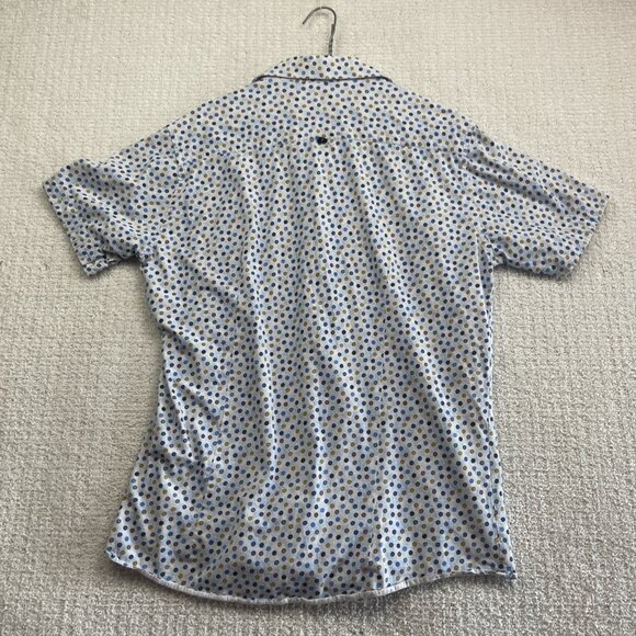 7 Downie St Mens Sz L Short Sleeve Button Up Shirt Multicolor Polka Dots AOP - Picture 10 of 14